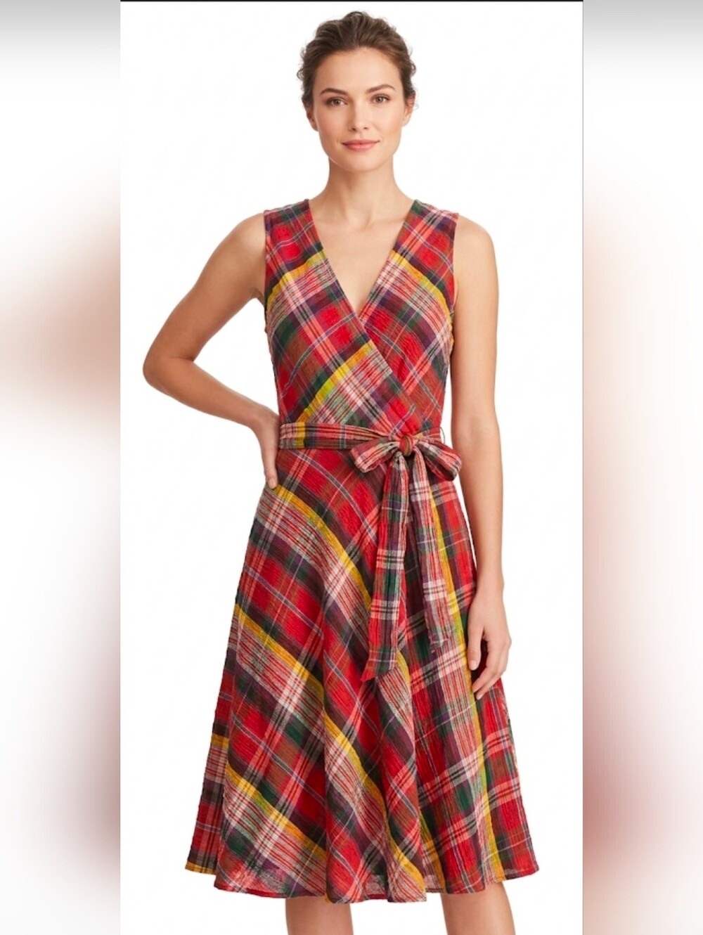 Lauren Ralph Lauren Plaid Crinkle Cotton Dress